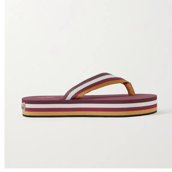 Isabel Marant Tae Striped Canvas Flip Flops - Picture 3 of 16